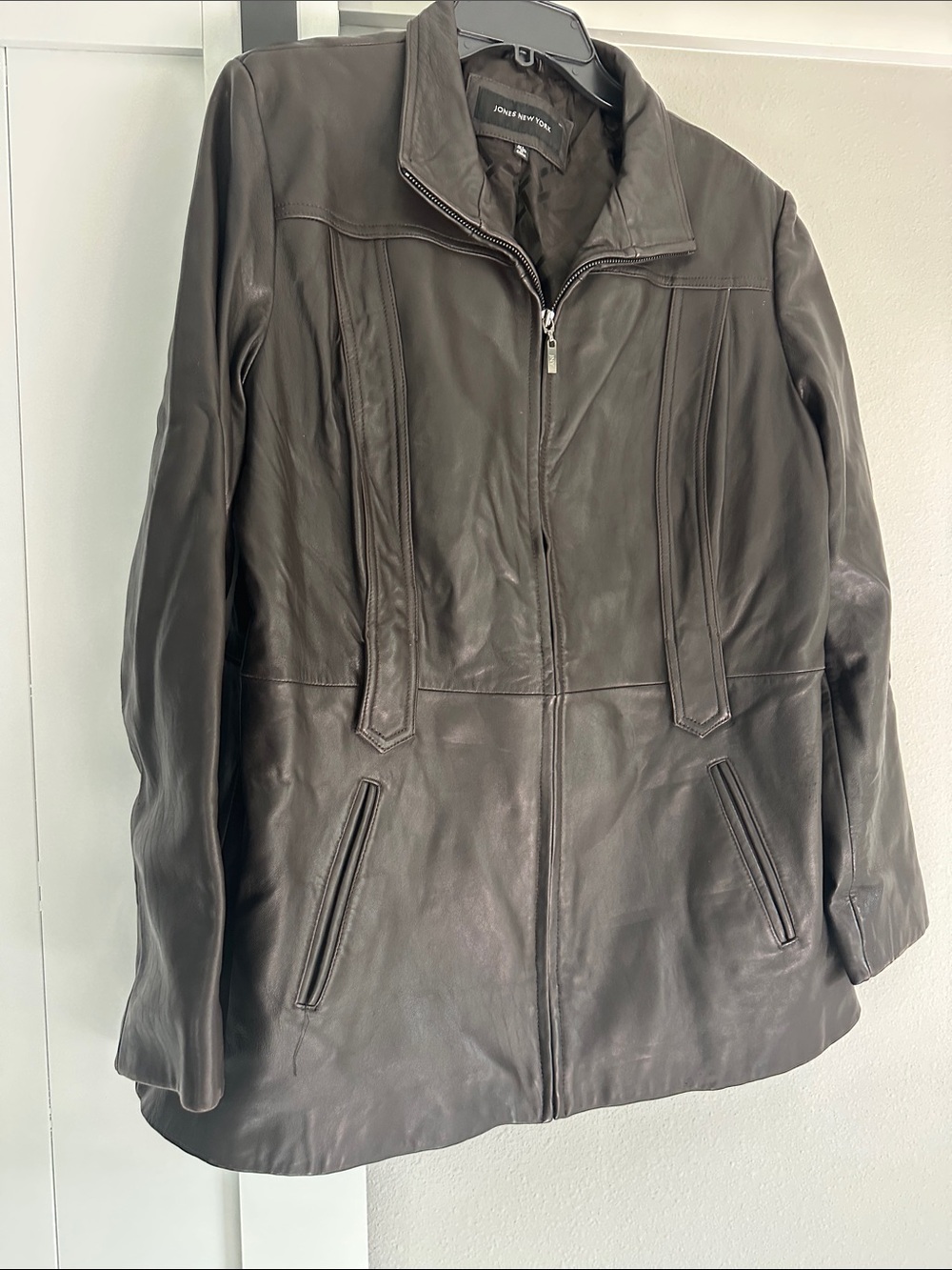 Jones New York Black Leather Zip Jacket